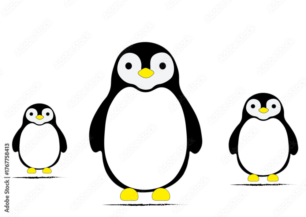 Naklejka premium penguins on a white background