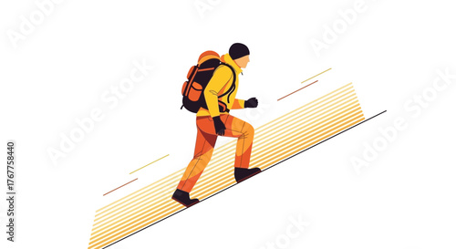 Adventurous Hiker Ascending a Steep Slope Depicting Unyielding Grit and Perseverance