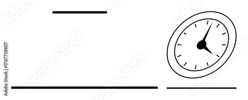 Stopwatch tilted to the right with clean lines and a modern layout. Ideal for time, speed, deadline, productivity, efficiency, performance, focus. Simple flat metaphor