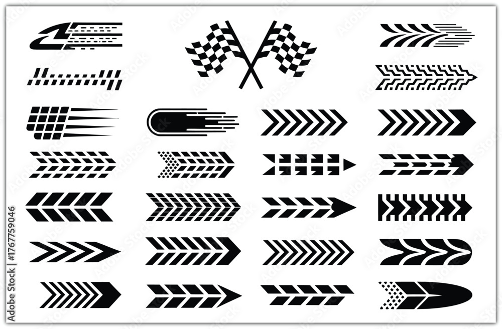 Fototapeta premium racing stripe vector set, race car vector, checkered flag designs, racing stripe speed, decal patterns, dynamic lines, competition, automotive graphics, black and white