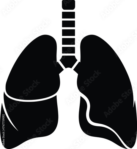 Detailed Anatomical Bronchus and Lungs Icon for Respiratory Health and Lung Cancer Studies