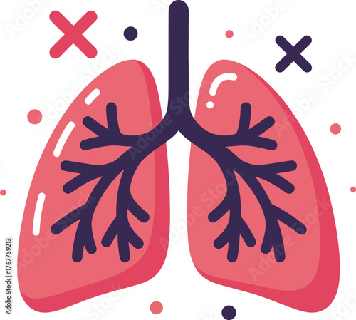 Vivid Diagram of Human Lungs and Trachea Highlighting Respiratory Health Concerns and Disease Prevention
