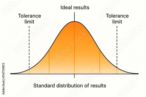 Standard Distribution Graph Illustration of Ideal Results and Tolerance Limits in Statistics