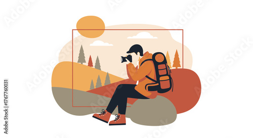 Adventurous Photographer Capturing Majestic Landscapes in Nature's Embrace for Artistic Imagery