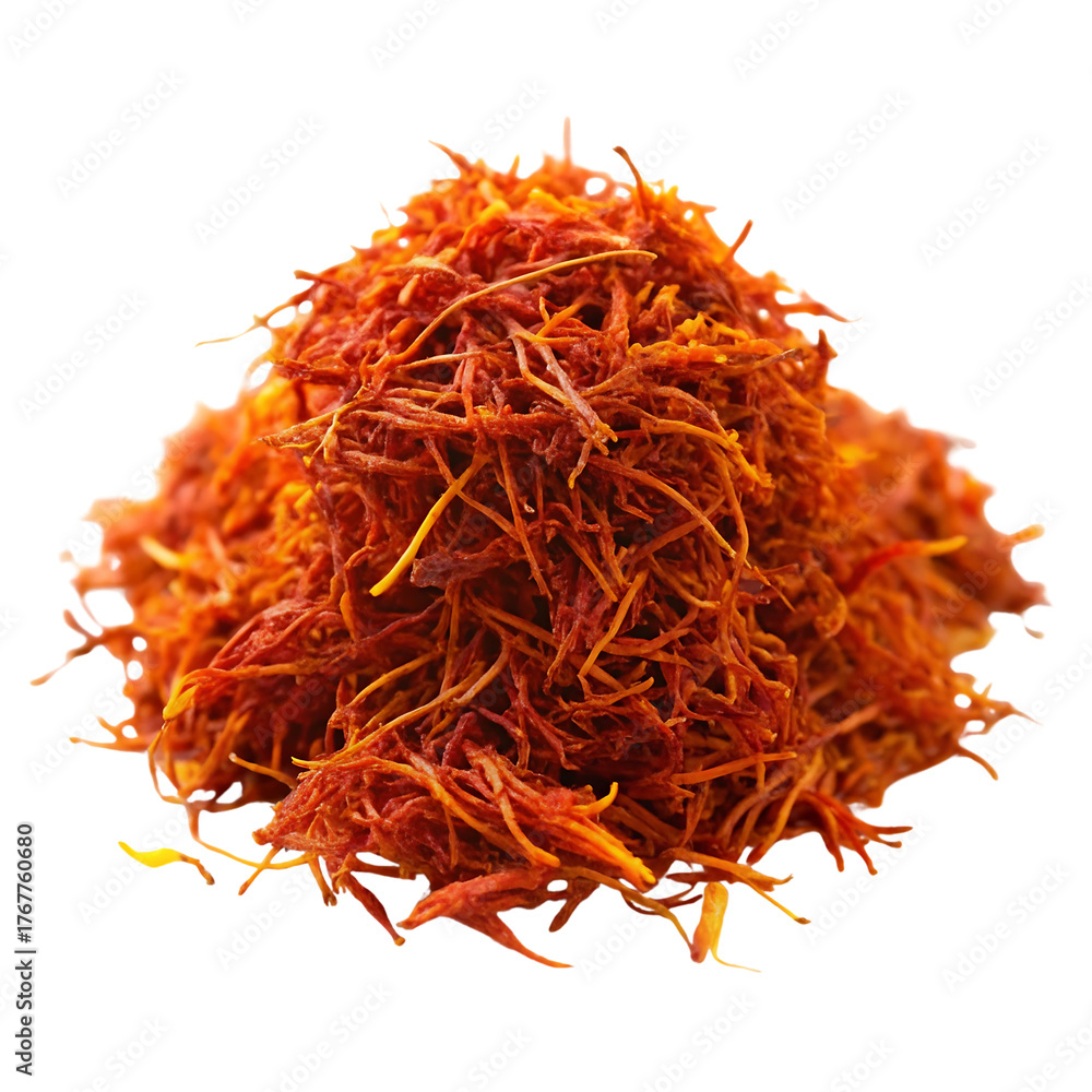 Fototapeta premium Pile of dried saffron threads a highly prized spice used worldwide
