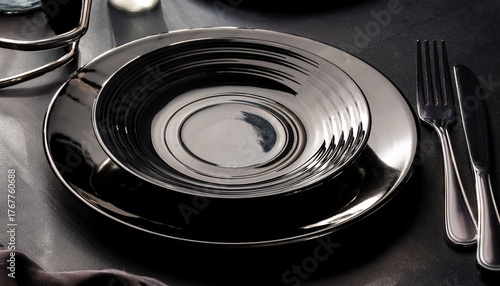 upscale pricey dishware dark black gourmet supper chef