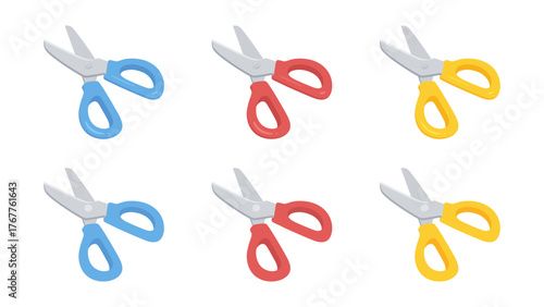 切ろうとしているかわいいハサミのイラスト素材セット