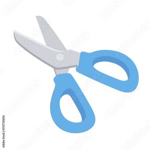 切ろうとしているかわいいハサミのイラスト素材_青