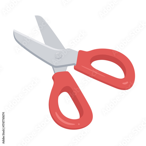 切ろうとしているかわいいハサミのイラスト素材_赤