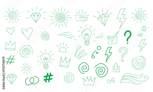 Wallpaper Mural Colorful Hand Drawn Doodle Icons and Arrow Vector Set – Creative Sketch Elements for Design and Decoration Torontodigital.ca