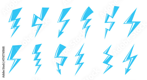cartoon blue lightning flash thunderbolt 