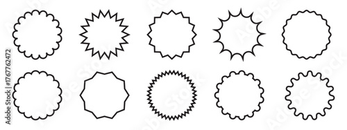  circle scalloped frame simple label and sticker.