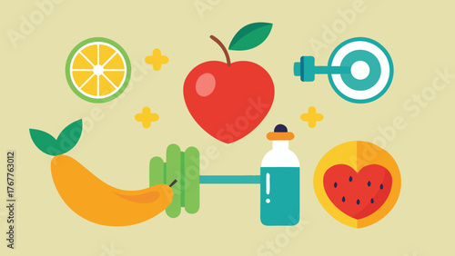Healthy lifestyle with fruits and fitness