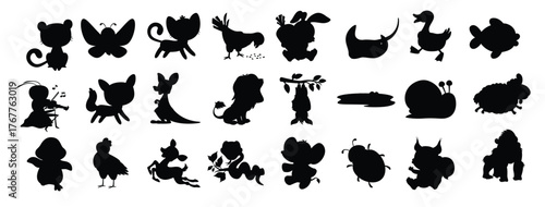 set of cute cartoon animals set 