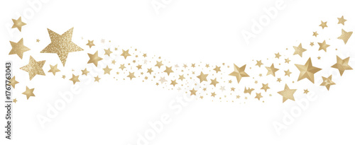 Golden stars trail illustration sparkling glitter effect perfect for festive backgrounds and celebratory designs