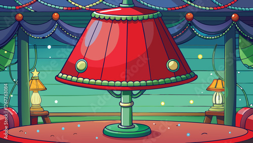 Colorful stage with vintage lamp decor