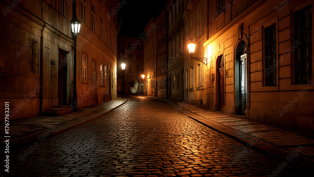 Fototapeta premium prague street at beautiful night