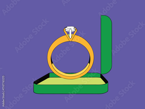Engagement ring in open green box