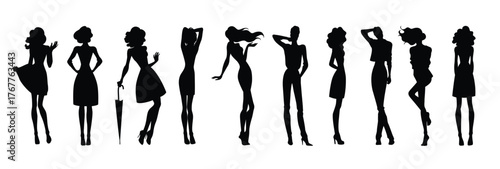  beautiful woman silhouettes vector