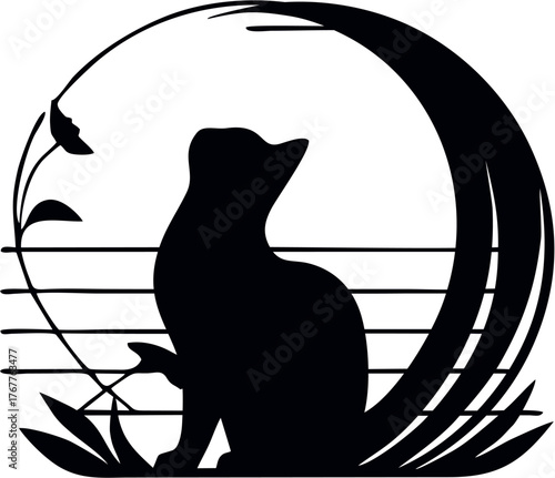 black cat on a branch