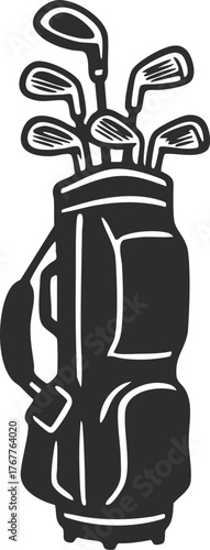 Golf bag with golf clubs vector illustration