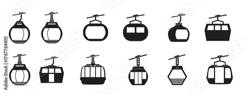 cable car icon set vector illustration