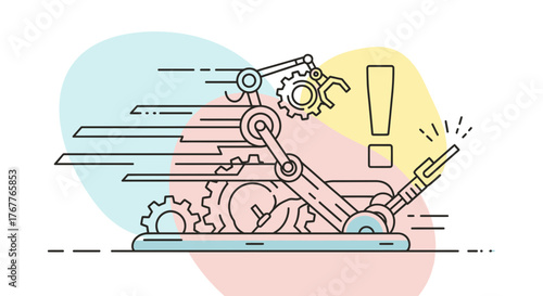 Automated Robotics Arm Conveying Efficiency and Technology on a White Background
