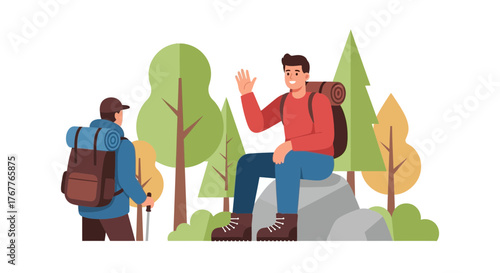 Adventurous Travellers In Nature Enjoying Hikes And Beautiful Outdoor Landscapes Together