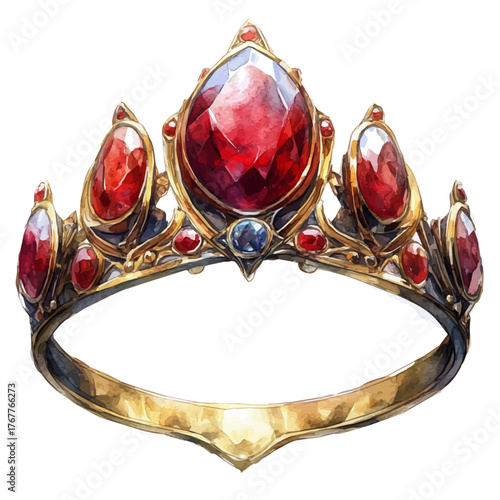 Tiara, watercolor painting vector, isolated on a white background.