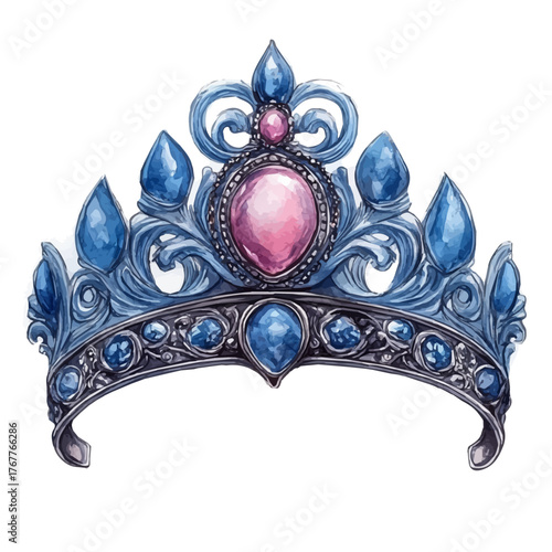 Tiara, watercolor drawing vector, isolated on a white background.