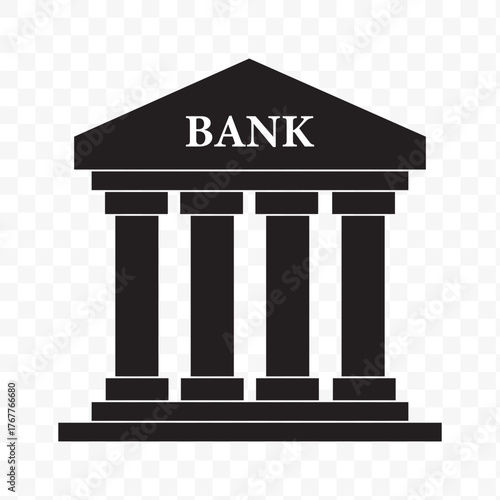Bank icon isolated on transparent background from finance collection. bank icon trendy and modern bank symbol for logo, web, app, UI. bank icon simple sign. bank icon flat illustration.