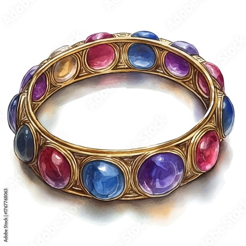 watercolor of Temple Bangle, vector, isolated on a white background.