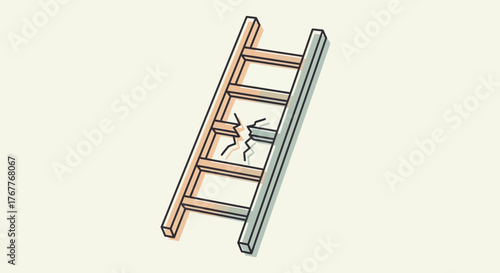 Broken Ladder Illustration Depicting Risk, Failure and Instability in Visual Format