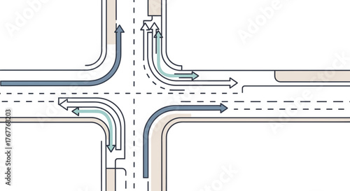 Conceptual Illustration Depicting Traffic Flow and Directional Movement Diagram