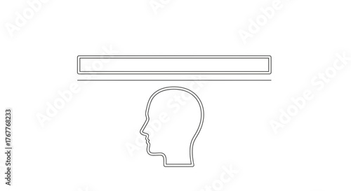 Conceptualizing Information: A Head Profile Underneath a Horizontal Rectangular Box