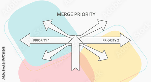 Conceptualizing Merge Priority and Strategic Direction with Arrows and Colorful Shapes