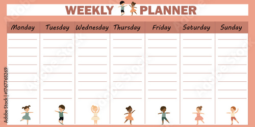 Digital weekly planner template. Sweet and charming for tablets.