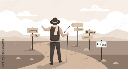 Choosing The Way Forward Through Directional Signage On A Serene And Evocative Trail