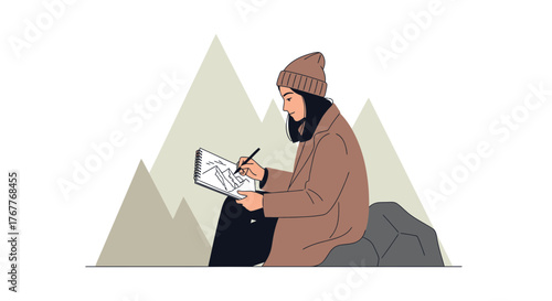 Creative Soul Sketching Mountains, Artistic Exploration and Artistic Expression in the Outdoors
