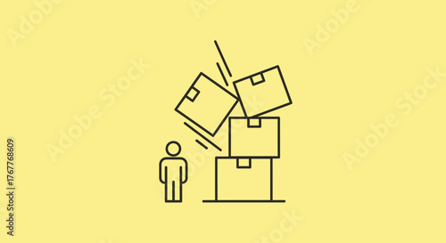 Danger Of Falling Boxes, Overbearing Load Symbolizing Unstable Situation