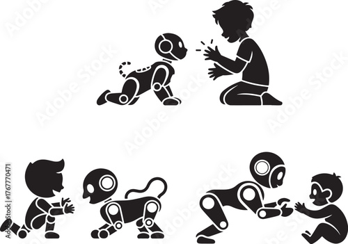 Children interacting with robots playing interaction