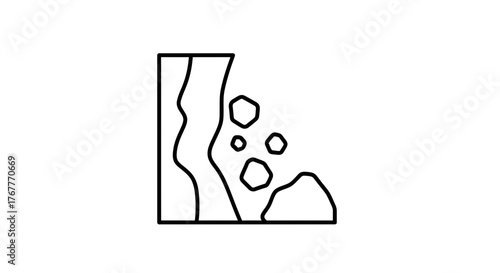 Depicting A Rockslide: A Simple Artistic Illustration Symbolizing A Hazardous Natural Event
