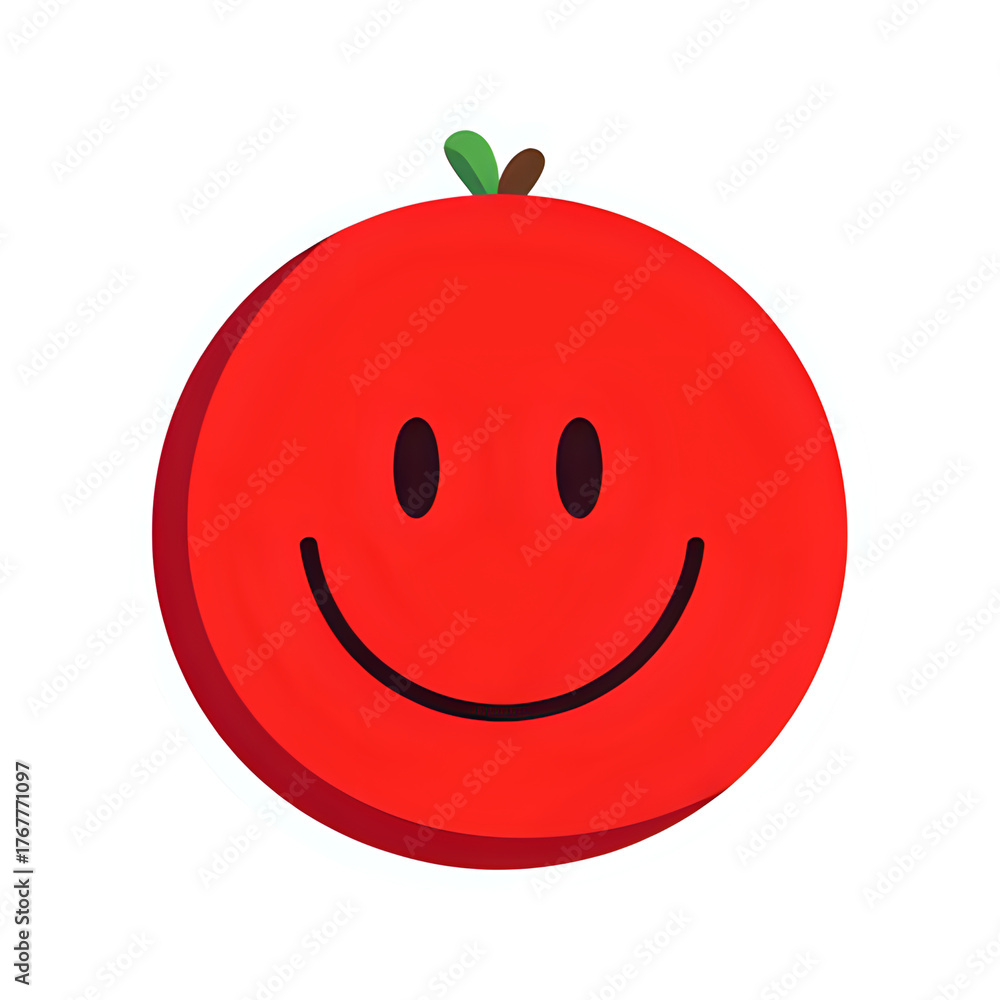 Obraz premium Red tomato with a happy face isolated on transparent background