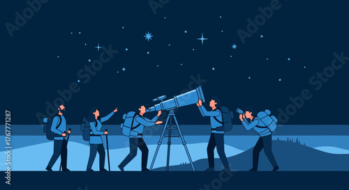 Group Exploring The Cosmos Using A Telescope For Scientific Astronomical Research