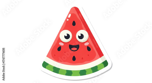 Cute smiling watermelon cartoon character isolated PNG with Transparent Background