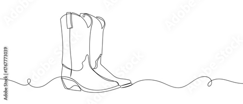 One pair of cowboy boots, one continuous line Digital single line sketch drawing vector illustration edited strokes.