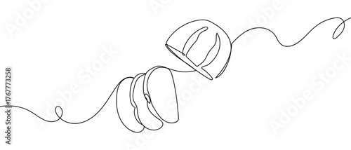 Bread cut into one continuous strip Digital single line sketch drawing vector illustration edited strokes.