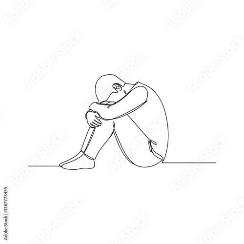 Depressed person icon logo flat vector design