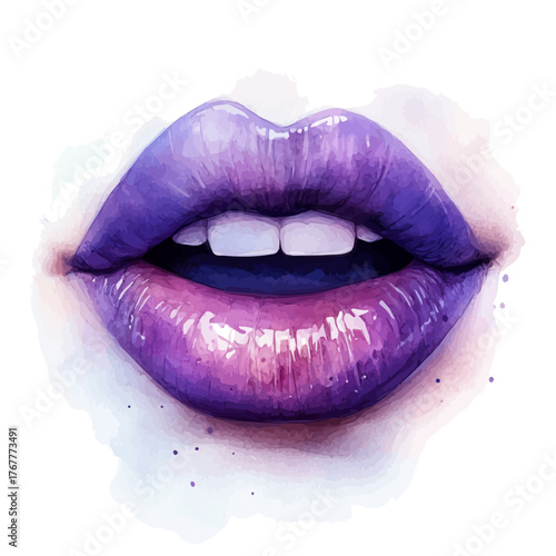 watercolor of Statement Lip Ring, vector, isolated on a white background.