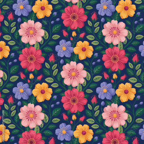 Watercolor colorful seamless floral pattern design